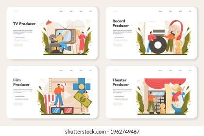 Producer Web Banner Or Landing Page Set. Film And Music Production