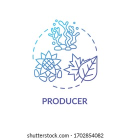 Producers concept icon. Biological food chain energy producing organisms. Land and marine plants. Autotrophs idea thin line illustration. Vector isolated outline RGB color drawing