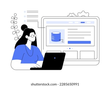 Product abstract concept vector illustration. About product, information page, web presentation, company website, UI element, menu bar design, landing, service catalog, commerce abstract metaphor.