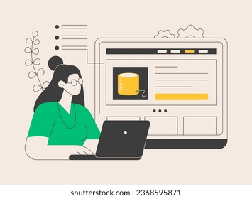 Product abstract concept vector illustration. About product, information page, web presentation, company website, UI element, menu bar design, landing, service catalog, commerce abstract metaphor.