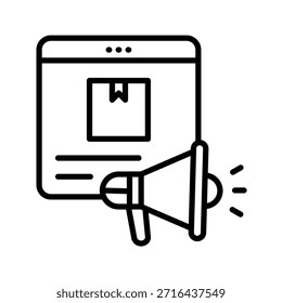 Ilustración vectorial de iconos de contorno de anuncio de Producto