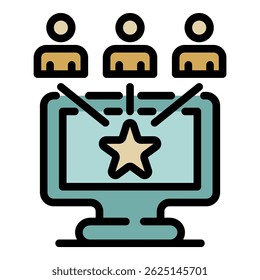 Product advertising icon. Outline product advertising vector icon color flat isolated