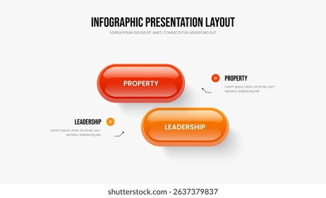 Product Analysis Two Step Infographic Frame Design. Modern Strategy Slide Template Vector Illustration. Advertising Showcase 2 Element Diagram Presentation Layout.