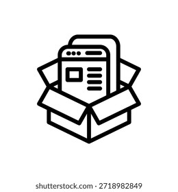 Produkt-Anwendung Gliederungssymbol Vektor-Design gut für Web oder mobile App