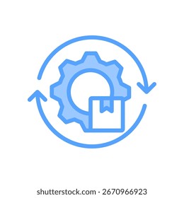 Ilustração de vetor azul do ícone de automação do produto