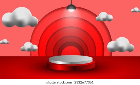 Product background 3d featuring a podium scene with clouds. 3d rendering vector background with podium. vector illustration eps 10.