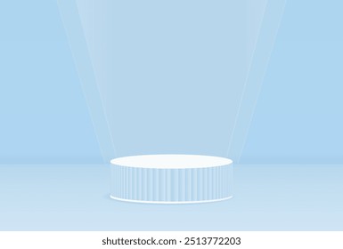 Product background stock vector image, cloud blue modern product podium image,3d rendaring podium stage background, products display background,geometric background with podium stage display
