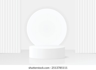 Product background stock vector image, white modern product podium image,3d rendaring podium stage background, product display background,geometric background with podiumstage white display 