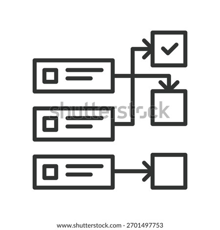 Product backlog icon in line design. product, backlog, agile, task, management, planning, process on white background vector. Product backlog editable stroke icon