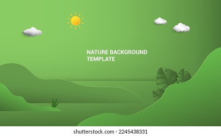 Product banner nature background in paper illustration, and 3d paper style.