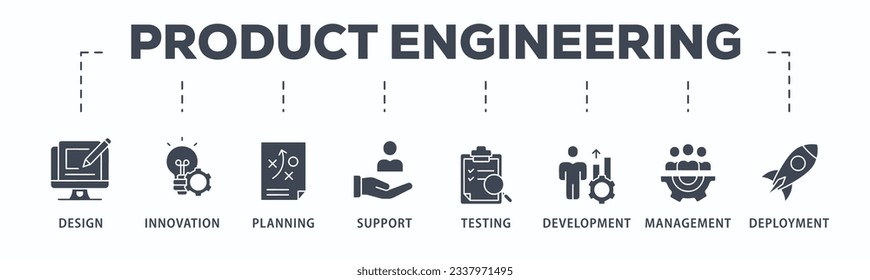 Product banner web icon vector illustration concept with icon of innovation, objective, service, efficiency, delivery, quality and price