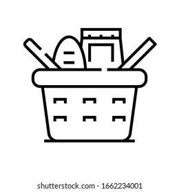 Product basket line icon, concept sign, outline vector illustration, linear symbol.