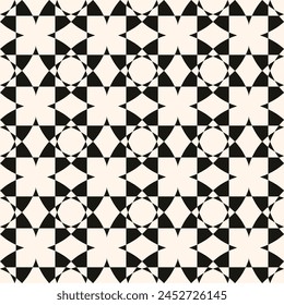 Product with a black and white geometric pattern of circles and squares on a white textile material. Creative arts meet symmetry in this art piece, perfect for flooring or decoration