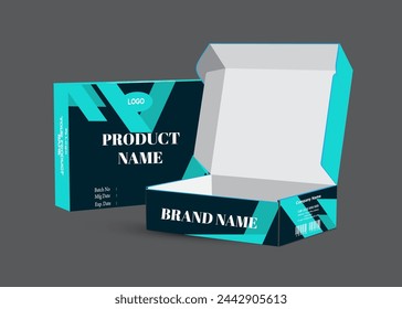 Product Box and label design with mockup template design.