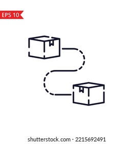 Product box and map line icon isolated sign symbol Vector