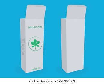 Product box mockup. White cardboard packaging. Vector illustration.