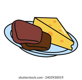 Product for breakfast of food colorful set. This captivating illustration of boiled eggs create a visually pleasing and wholesome design against a pristine white canvas. Vector illustration.