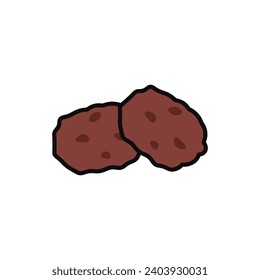 Product for breakfast of food colorful set. The image of chocolate cookies evokes the essence of a wholesome morning meal against a clean white backdrop. Vector illustration.