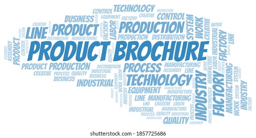 Product Brochure word cloud create with text only.