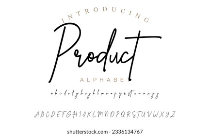 Product calligraphy script. Vector alphabet.