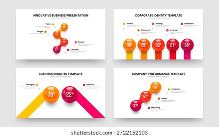 Produktkampagne Vier Fünf Zwei Drei-Elemente-Infografik Präsentation Design Vektor Illustration Collection. Minimal Plan 4 5 2 3 Option Graph Frame Template Set.