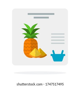 Product card for pineapple ordering online flat icon vector isolated