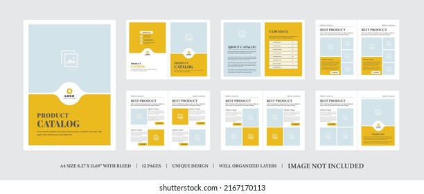 Product Catalog Design Template, Company Product Catalogue Design Template, Yellow Product Catalog Design Template,