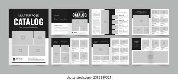 Product Catalog Layout Template with Text and Picture Placeholder.