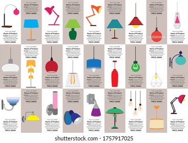 Product catalog showing lamps for home and office