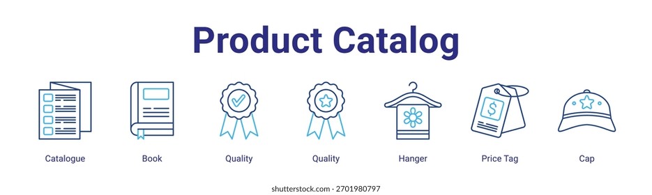 Producto Catálogo Anuncio de Web elemento de icono para el diseño en una colección