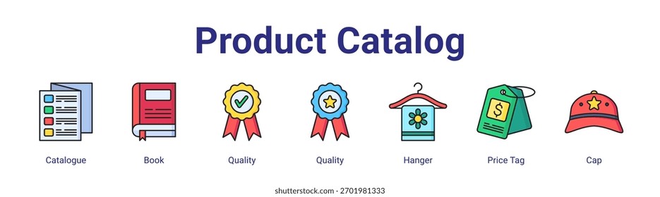 Producto Catálogo Anuncio de Web elemento de icono para el diseño en una colección
