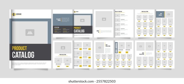 Product catalogue template design or company brochure layout. Furniture product catalog template