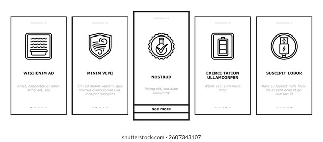 product caution label warning onboarding mobile vector clean formula, remote control, no app required, vitamin, durability, microwave safe product caution label warning illustrations