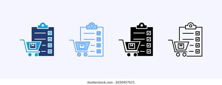 Produto Lista de Verificação Ícone Definir Coleção de Vários Estilos