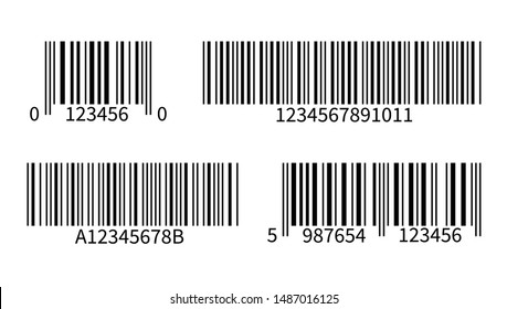Код продукта. Линейные наклейки со штрих-кодом для сканирования уникальных штрих-кодов розничный читатель векторные изолированные символы супермаркета сканирующие этикетки шаблон отслеживания инвентаря