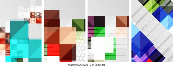 The product is a collage of three differently colored rectangles violet, magenta, and wood on a white background. The art features a pattern of tints and shades in a unique font