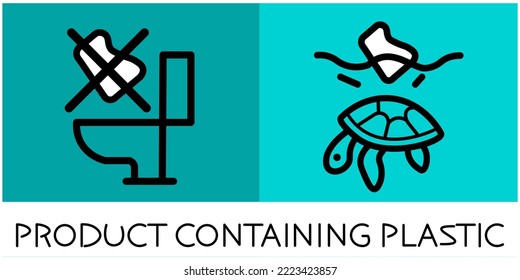 product contains plastic, plastic in the product, pollution, made of plastic, waste sorting, sign, logo illustrator