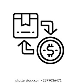 icono de línea de coste de producto. icono vector para tu sitio web, móvil, presentación y diseño de logotipo.