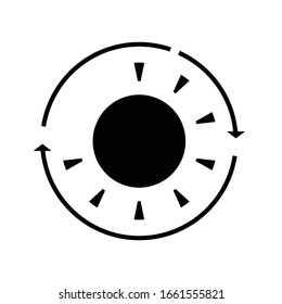 Product cycle black icon, concept illustration, vector flat symbol, glyph sign.