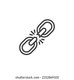 Product defect line icon. linear style sign for mobile concept and web design. Broken chain outline vector icon. Symbol, logo illustration. Vector graphics