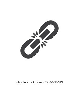 Produktfehler, Vektorsymbol. volles Flachzeichen für mobiles Konzept und Webdesign. Zerbrochenes Symbol für eine Kettenbrille. Symbol, Logo-Abbildung. Vektorgrafik