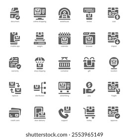 Product Delivery icon pack for your website, mobile, presentation, and logo design. Product Delivery icon glyph design. Vector graphics illustration and editable stroke.