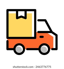 Product delivery icon vector in colored outline style for currier, delivery, shipment, and production