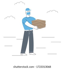 product delivery. Pizza delivery in mask