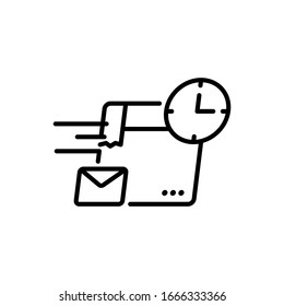 Product Delivery With Time icon. Flat vector graphic in white background.