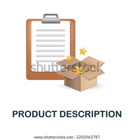 Product Description icon. 3d illustration from business plan collection. Creative Product Description 3d icon for web design, templates, infographics and more