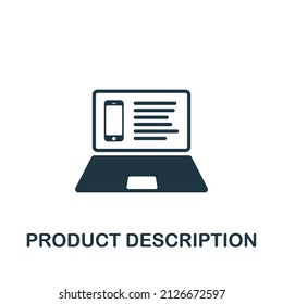 Product Description icon. Monochrome simple icon for templates, web design and infographics