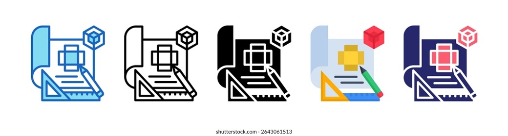 Product Design Multiple Style Icon Set Collection.