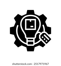 desenvolvimento de produto ícone de glifo do processo comercial vetor. sinal do processo comercial de desenvolvimento de produto. ilustração de símbolo isolado