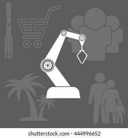 Product development concept icon. robot icon. industry robot icon, robotic arm, rescue robot.